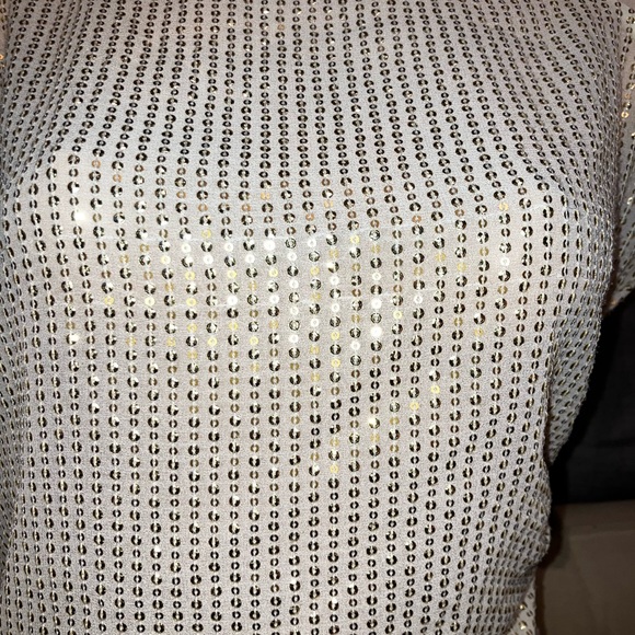 Victoria Secret Designer Collection LUDI Embellished Tunic Blouse XS Gold Sequin - Picture 6 of 8